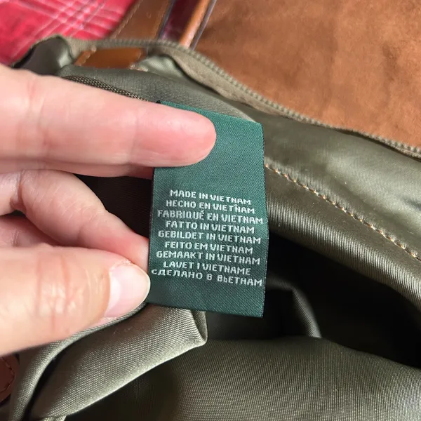 Lauren Ralph Lauren Hunter Green and Tan Leather Tote Bag - Image 10