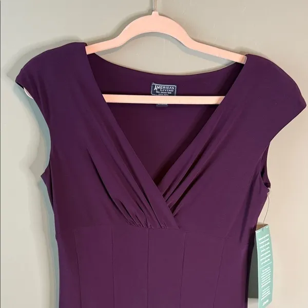 NWT American Living‎ Elegant Purple Plum Women's Dress 8 Empire Waist A-Line - Image 3