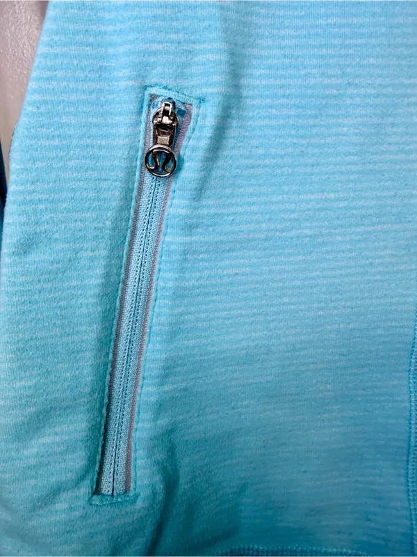 Lululemon Flash Forward Half Zip Size 4 Aqua Blue Thumbholes Reflective Mesh - Image 11