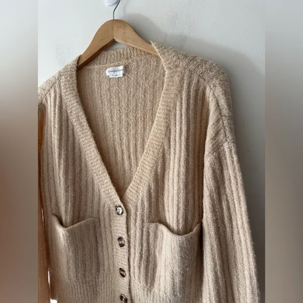 Lovers and Friends Neutral Oat Beige Knit Button Caroline Cardigan Wool Blend‎ - Image 3