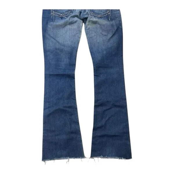 Yanuk Women Flare Jeans Size 25 Blue Denim Low-Rise Waist Cotton Bootcut Boho - Image 6