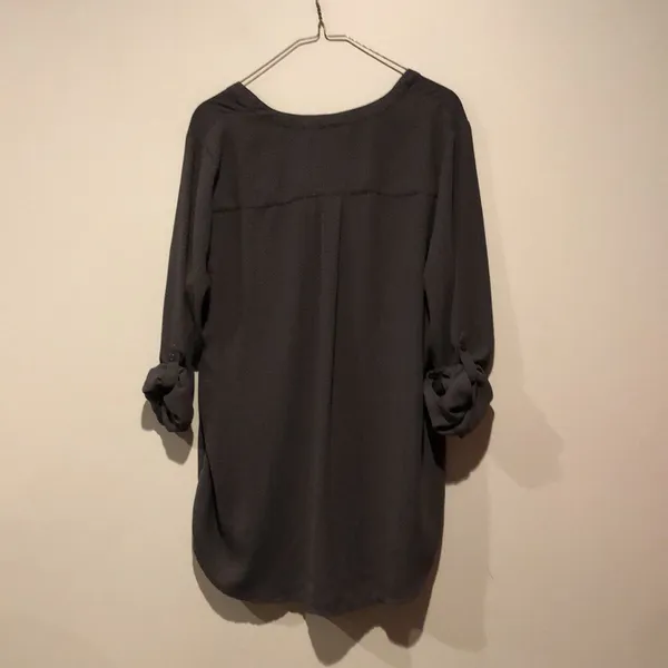 Apt. 9 Sheer Dark Grey Cuffed Long Sleeve Blouse - Image 6