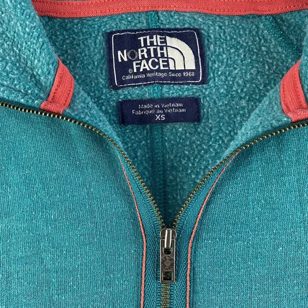 The North‎ Face Full Zip Jacket Women's XS Hooded Sweater Sweatshirt Teal Ladies - Image 4