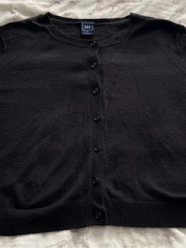 GAP Black wool blend Button-Up Long Sleeve Crew Cardigan, size XL minimalist - Image 15