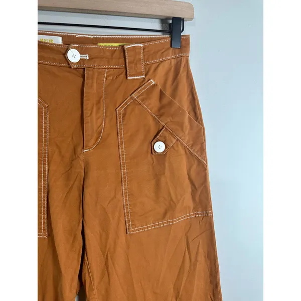 Maeve Anthropologie Burnt Orange Cropped Wide Leg Carpenter Pants Size 4 - Image 6