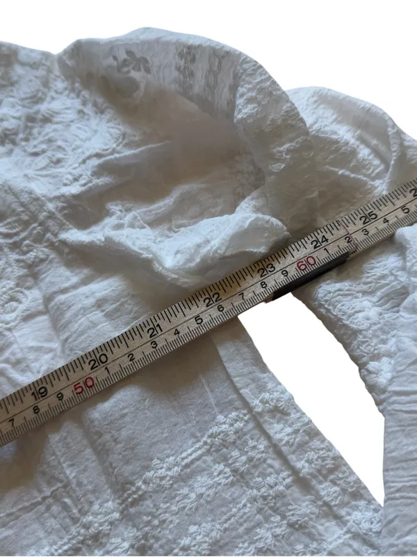 White Embroidered Cotton Gauze Lace Button Front Cottagecore Boho Blouse XL Top - Image 6