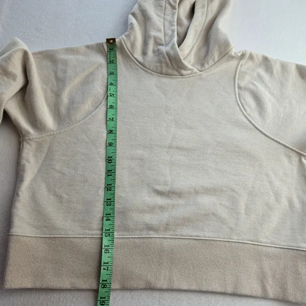 Lululemon Loungeful Cropped‎ Hoodie Spark Sweatshirt Size 6 Beige Shimmer Gold - Image 9
