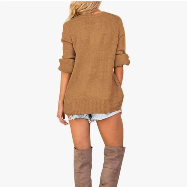 Amazon Women's Knit Long Sleeve Faux Wrap Surplice V Neck Sweater Top - Image 2