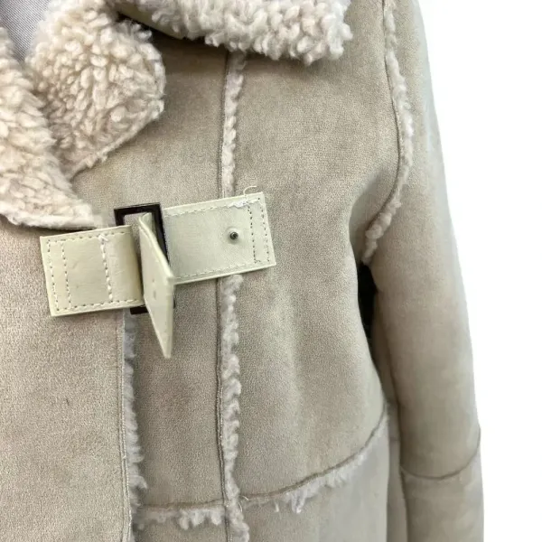Moon River Borg Lined Duffle Coat Faux Suede Sherpa Penny‎ Lane Size Medium - Image 6