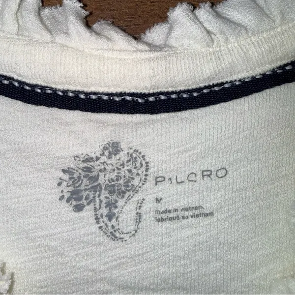 Anthropologie Pilcro Cream Ruffle-Shoulder Henley Long-Sleeve Top - Image 12