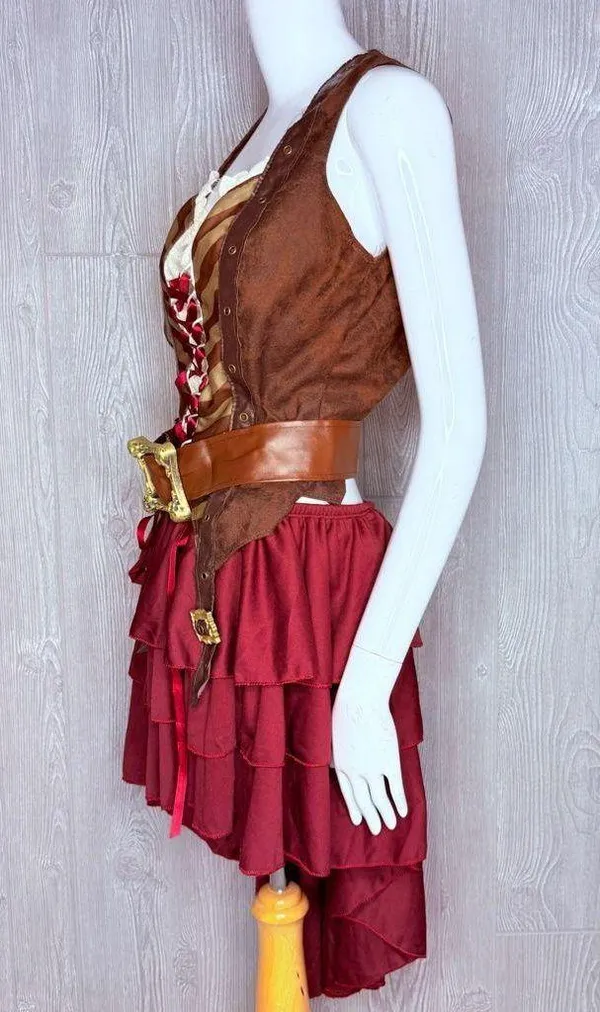 Eye candy Sexy Swashbuckler Captain Halloween costume shirt belt skirt L cosplay - Image 10