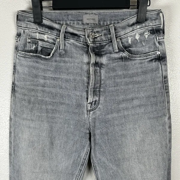 Mother Button Fly Dazzler Ankle Jeans Womens 26 Shadows In The Grass Gray Heart - Image 2