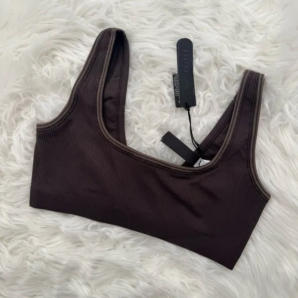 Nike Skims Ribbed Seamless Micro Scoop Bra Phoenix Truffle Size Small - Image 5