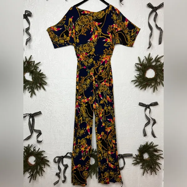 Unbranded Bohemian Floral Chain Print Jumpsuit Size Large - Image 6