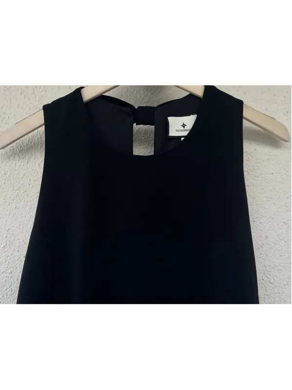 Tuckernuck Black Crepe Portia Dress M Bow Back Elegant Evening Party Resort Date - Image 7