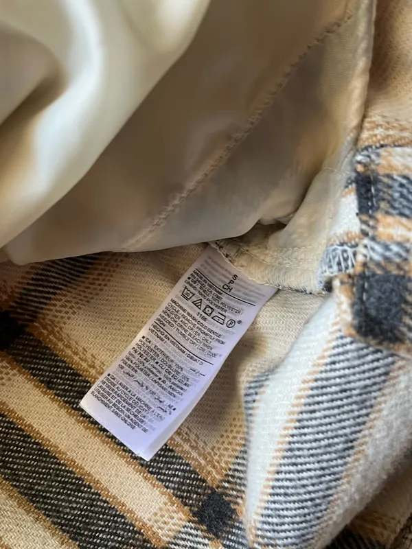 Old Navy Neutral Plaid Shirt Jacket Shacket Cream Tan Women’s Small - Image 4