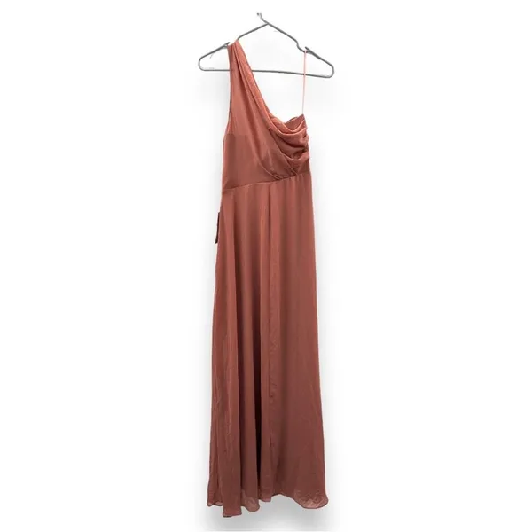 Birdy Grey Kira Chiffon One Shoulder Bridesmaid Maxi Dress Chiffon Desert Rose S - Image 7