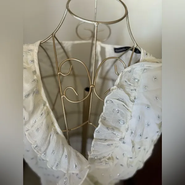 Abercrombie & Fitch Metallic Dot Ruffle Wrap Top Size S - Image 7