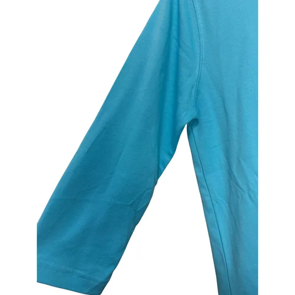 Isaacs Designs Casuals Blue Wine Glasses Rhinestone 3/4 Sleeve Top Small 7006‎ - Image 5