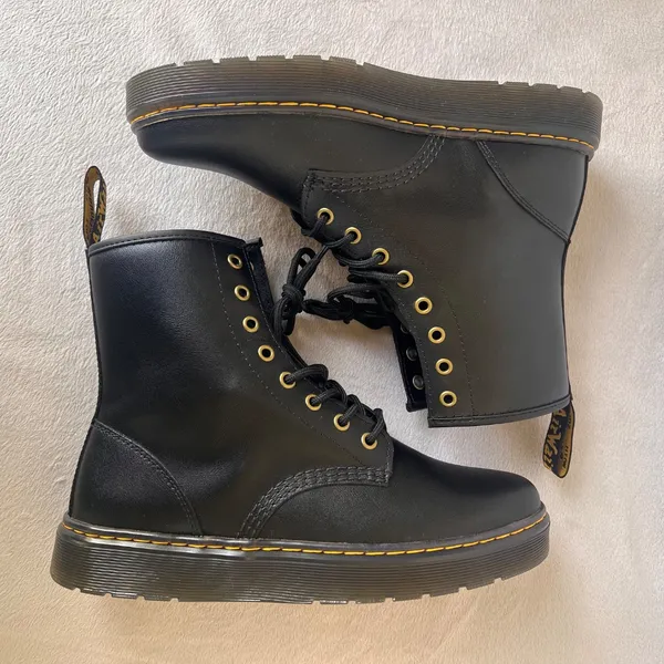 Dr Martens Boots Unisex Black Combat Smooth Leather Lace Up Shoes Sz 10W / 9M - Image 8