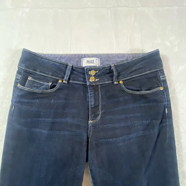 Paige Jeans Hidden Hills Women's‎ 30x29.5 Mid Rise Dark Wash Flared Slimming - Image 2
