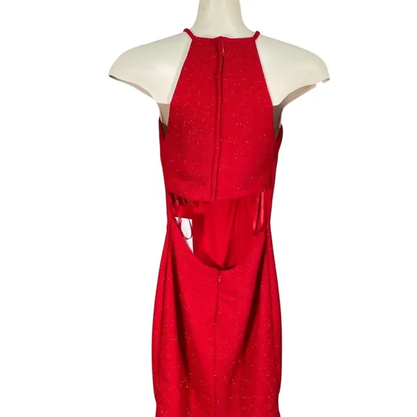 Jovani NWT Sz.00 Red Glitter Knit Backless Bodycon Party Formal Cocktail Dress - Image 13