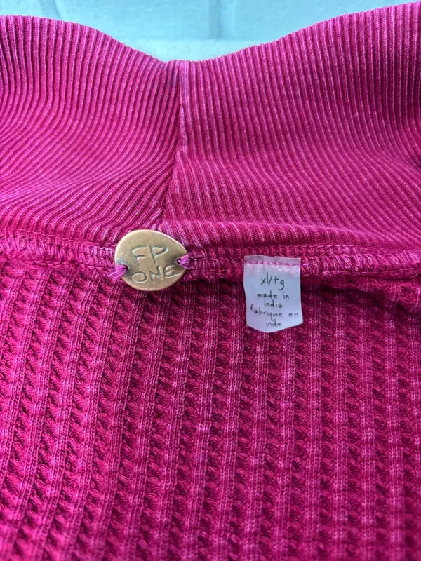 Free People Ashton Wine Half-Zip‎ Waffle Knit Pullover Size XL - Image 8