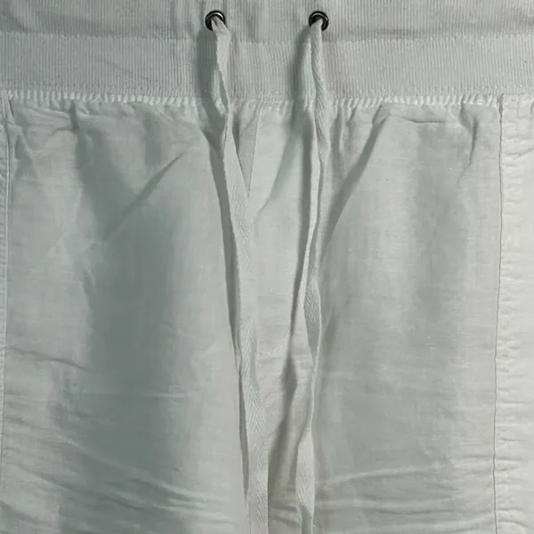Style & Co White Linen‎ Cargo Capri Pants XL Elastic Drawstring Cropped Pockets - Image 3