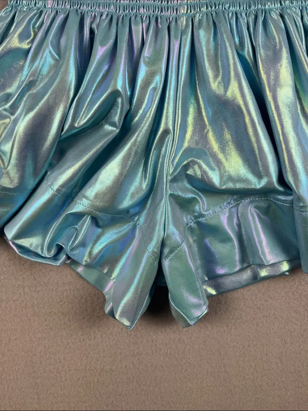Queen of Sparkles Iridescent Blue Smocked Swing Shorts Size: XS - Image 3
