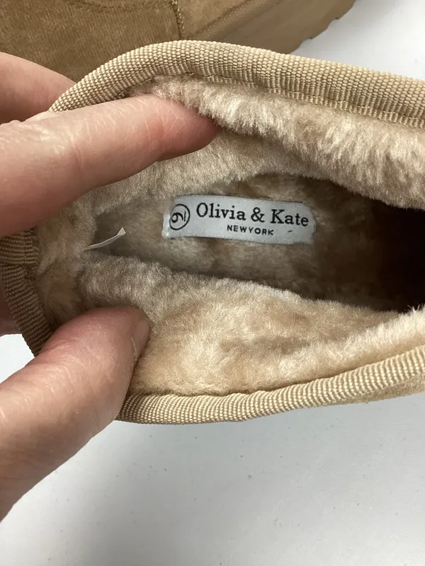 Olivia & Kate Faux Suede Faux Fur Tan Platform Booties Size 9 New with Tag - Image 6