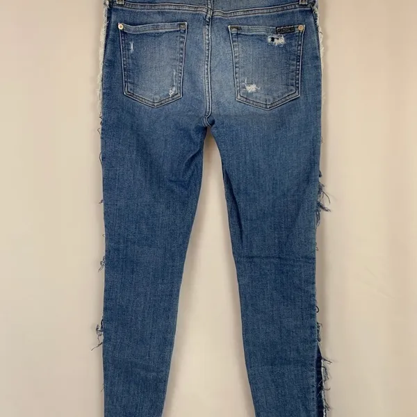 7 for all‎ mankind Roxanne Ankle Fray Jeans in Bright Houston Size 28 - Image 6