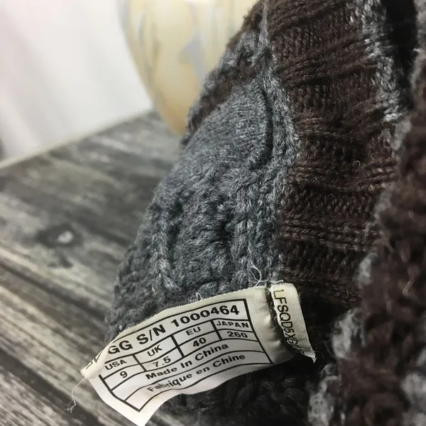 UGG Gray Knit Leland Fold Over Calf Height Crochet Boots 9 - Image 7
