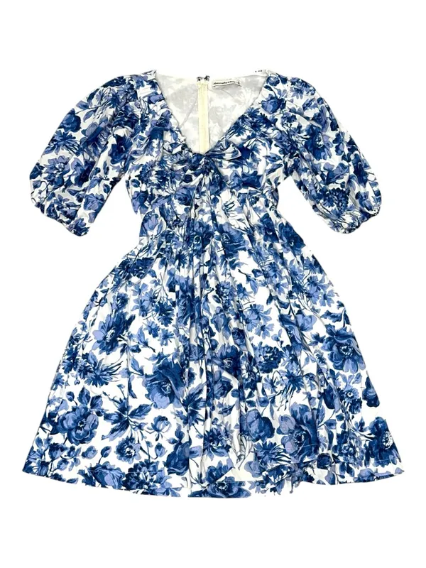 Abercrombie & Fitch blue floral cinchfront dress puffsleeves size Small T - Image 3