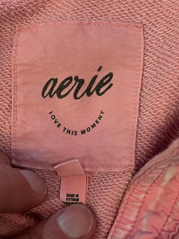Aerie Shirt Womens XS Pink Terry Button Up Collared Long Sleeve Pocket Top - Image 10