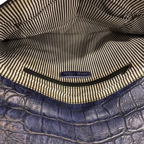 Brahmin Leather Envelope Bag Croc Detail Leather Crossbody Laptop Bag By Orange Caramel - Image 8