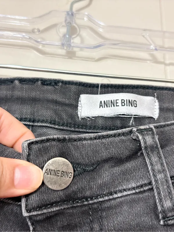 Anine Bing Low Rise Skinny Jeans Faded Black Size 24 - Image 7