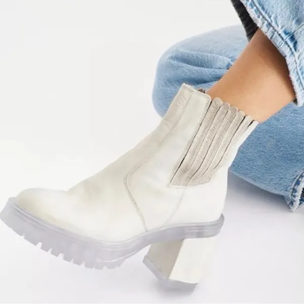 Free People Women's New Frontier Chelsea Boots Off White Size 9.5 festival - Image 4