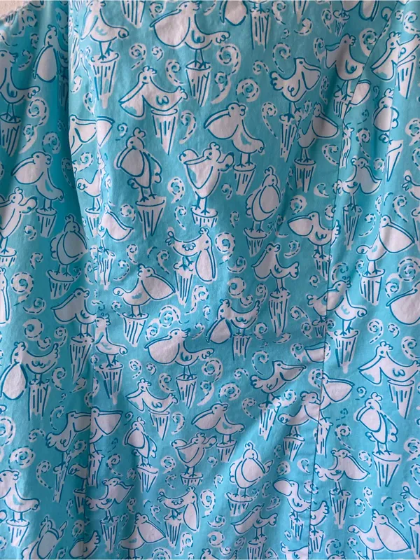 Lilly Pulitzer vintage pelicans Turquoise & White Paisley Spaghetti-Dress - Image 4