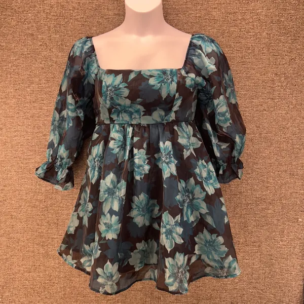 Milkmaid‎ Mini Dress Blue Brown Large - Image 2