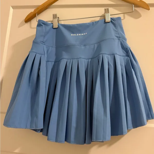 Gold Hinge Pleated Athletic Skirt in Light Blue - Image 2
