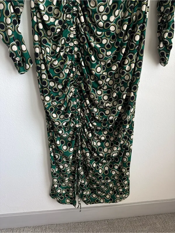 ELOQUII Green Abstract Print Ruched Midi Maxi Dress Long Sleeve Size 18 - Image 8