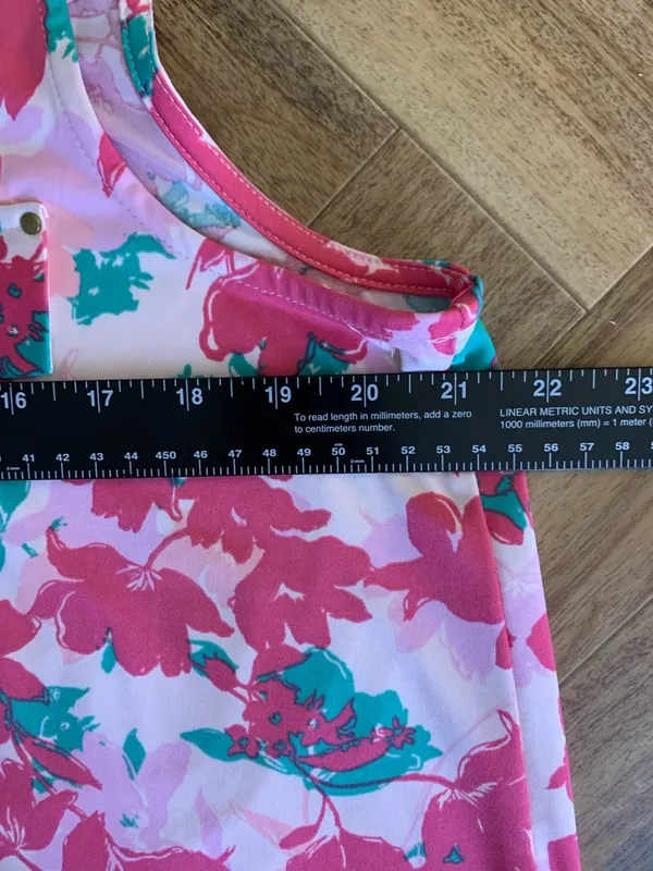 Fyve Womens XL Tropical Floral Sleeveless Blouse Pink High Low Tunic - Image 14