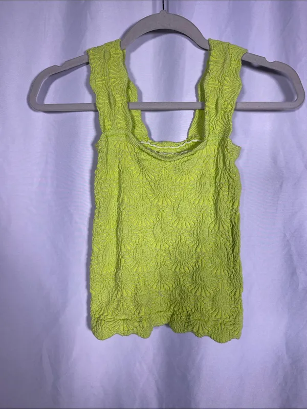 Free People Womens Green Love Letter Cami Top Green Medium - Image 2