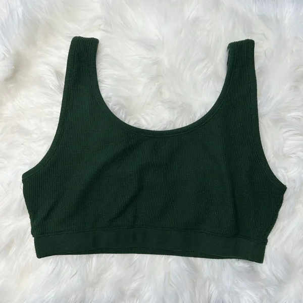 MADEWELL Bralette Womens Size Large Waffle Knit Cozy Comfy Forest Green Casual - Image 2