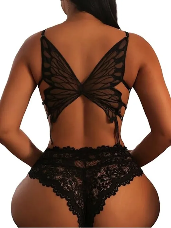 black butterfly-shaped back bralette and panty set NWOT - Image 9