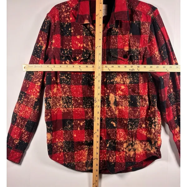 American Eagle‎ Vintage Custom Mama Bleached Plaid Flannel Shirt womens Med - Image 4