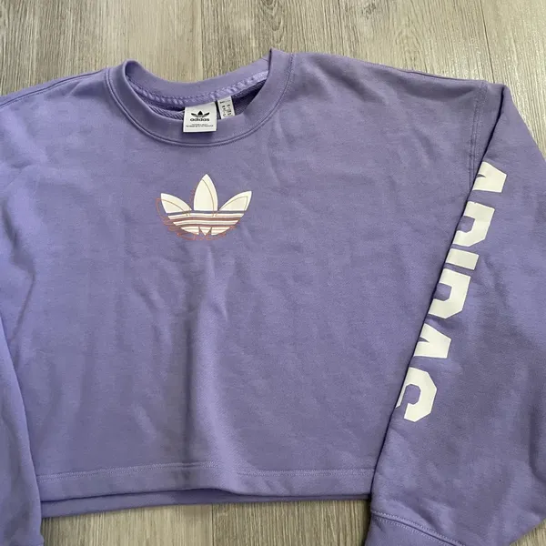 NWOT Adidas Originals Streetball Streetwear Cropped Oversized Sweatshirt Purple - Image 10