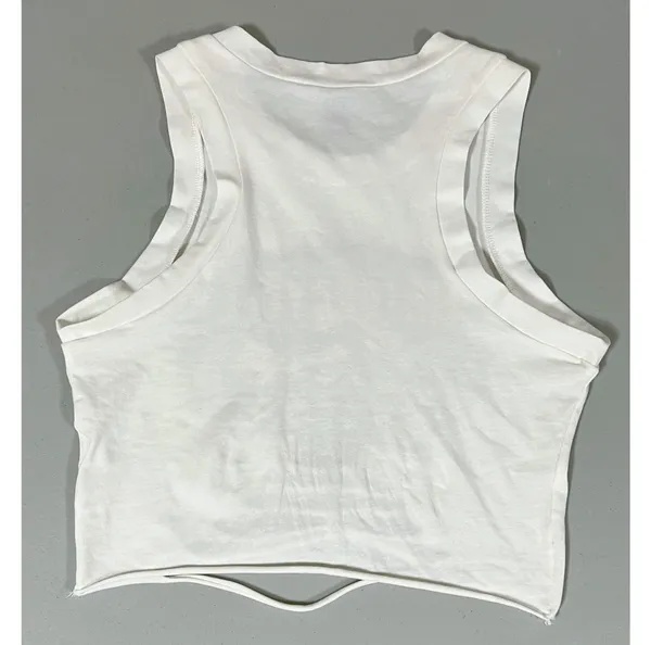 Windsor White Motorcycle Biker Graphic Shredded Tee T-Shirt Tank Crop Top Size M ⛓️ - Image 3