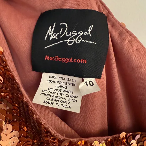 Mac Duggal 10788‎ One Sleeve High Slit Sequined Dress - Size 10 - Copper - NWT - Image 10