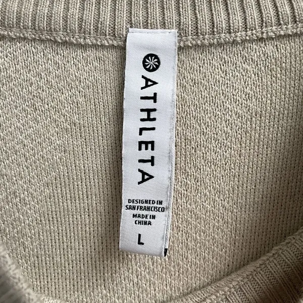 Athleta Multicolor Abstract Textured Crew Neck Pullover Sweater Women‎ L Cream - Image 5